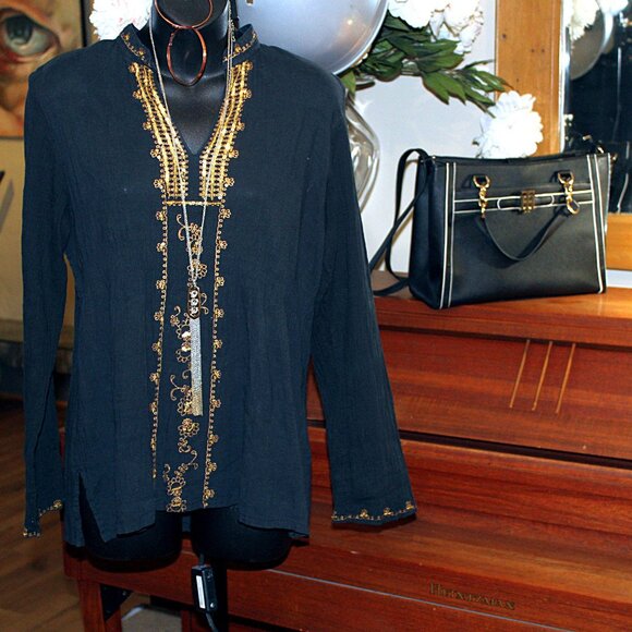 N.W.D Retro Black & Gold Tunic - Picture 2 of 6